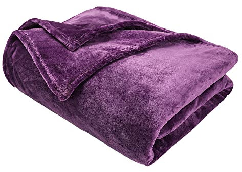 GonZalo GraCia. Fleece Blanket Reversible Dark Purple Throw For Sofa 230x270cm Faux Fur Bed Blanket 400 GSM Winter Warm (PRIME AUBERGINE, Super King 230x270 cm)