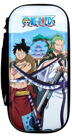 Konix One Piece Schutz- und Transporthülle für Nintendo Switch, Switch Lite und Switch OLED - Aufbewahrung von 8 Spielen - Wano Luffy und Zoro Motiv