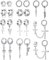 BVLAGIDA 20 Stücke Edelstahl magnet ohrringe für Männer Damen Creolen Kreuz Anhänger Nicht Piercing Hypoallergen Non-piercing Clip on Ohrringe, Silber