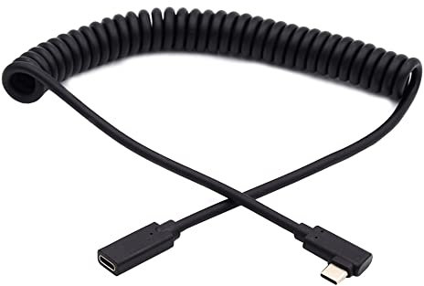 cablecc Cable en espiral para teclado tipo C tipo C macho a hembra, extensión de alimentación y cable de datos