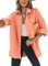 Dokotoo Bluse Damen Musselin Langarmshirt Baumwolle Lässig Oberteile Hemd Langarm Farbblock Shirts Einfarbig Tops Hemdjacke Orange M