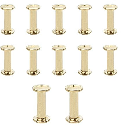 JJWNMLL Lot de 12 vis Chicago M5x20mm Chicago Vis de reliure Chicago Rivet à clous en métal Vis Chicago à tête cruciforme pour ceinture en cuir Bricolage Livre de scrapbooking - Couleur or
