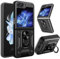 Yutwo Handyhülle für Samsung Z Flip 5, Samsung Galaxy Z Flip 5 Hülle Kameraschutz Schutzhülle 360 Metall Ring Halter Militär Stoßfest Handyhülle Samsung Galaxy Z Flip 5 - Schwarz