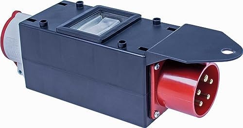 as - Schwabe MIXO Starkstromverteiler – CEE-Stecker 400V/32A/5-polig, ca. 11 kW - FI Stromadapter - 1 x CEE Steckdose 400 V 16 A, 5-polig - Stromstation - Außenbereich – Made Germany – IP44, 61712