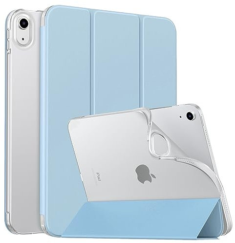 MoKo Coque pour iPad (A16) 11e Génération 11Pouces 2025, iPad 10e Gén 10,9 2022, Étui avec Coque Arrière en TPU Souple à Rabat avec Support Semi-Transparent Protecteur, Bleu Ciel