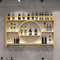 Porte-Bouteilles Muraux Industriels Avec Porte-Verre,Casier À Vin En Métal,Porte-Verre À Vin Suspendu Mural Pour Bar Boissons,Étagères Polyvalentes,Étagère Murale En Verre Pour Cuisine ( Color : Gold