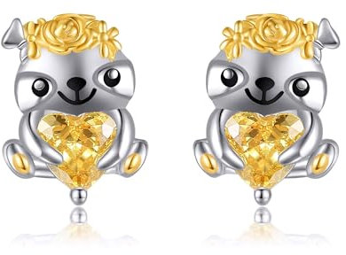 Faultier Ohrringe Aus 925 Sterling Silber Süße Faultier Ohrstecker Für Damen Faultier Kubischer Zirkon Schmuck Geschenke Für Herren Damen