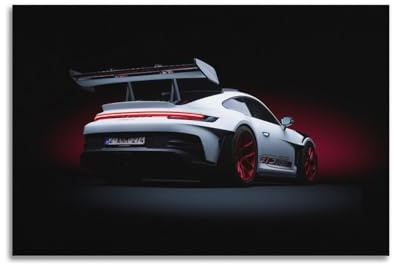 Poster 911 992 GT3 RS Poster mit roten Rädern, Sportwagen, dekoratives Gemälde, Leinwand, Kunstbild, 30 x 45 cm