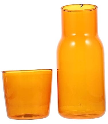 Milisten 1 Set Glass Jug Set Pitcher Ice Tea Kettle Glass Water Kettle Yellow Glass Bottle Bedside Cold Resistance Kettle Water with Tumbler Night Water High Borosilicate Glass Thicken Cup