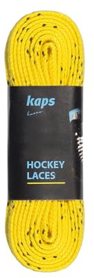 Kaps Cordones de Poliéster Impermeables Fuerza de Tensión Superior 190 daN - Resistentes al Agua - Para Patines de Hockey sobre Hielo - Amarillo y Negro - 274cm