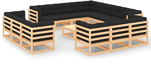 Gecheer Garten-Lounge-Set Gartenmöbel-Loungeset Sofa-Set Gartenmöbel 14-TLG.mit Anthrazit Kissen Mittelsofa Ecksofa Tisch Fußhocker Gartenset Lounge Sofa Gartensofa Garten Garnitur Sitzgruppe