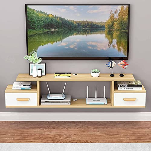 Générique Meuble TV Flottant, Meuble TV Mural pour Centre de Divertissement multimédia, Console TV Suspendue pour décodeurs de câble, routeurs, lecteurs DVD/A / 120 cm