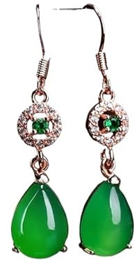 Jade-Ohrringe für Frauen, Natürliche grüne Jade-Tropfenohrringe mit Smaragd-Chrysopras-Tropfenperlen, baumelnde Ohrringe for Frauen, grüne Jade-Ohrringe for Frauen