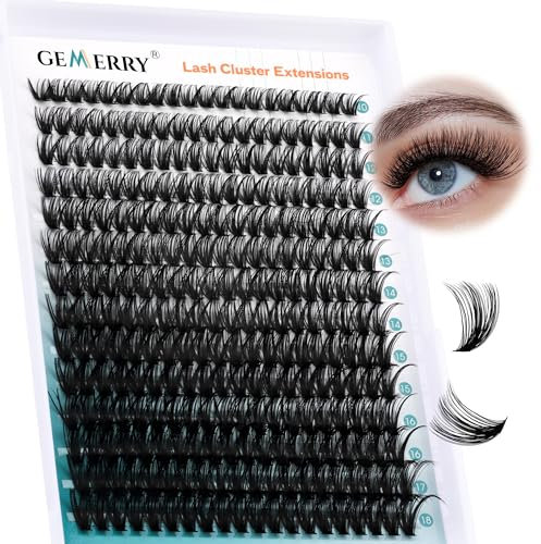 Einzeln Wimpern 40D DIY Cluster Wimpern 0.07 D Curl 10-18 Mix Individuelle Wimpern Extensions Wimpernverlängerung Volume Wimpernbüschel Wimpern zu Hause GEMERRY Wimpern (40D-0.07D-10-18mm)