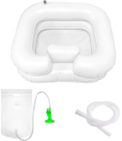 HIQE-FL Haarwaschbecken für Bettlägerige,Aufblasbares Shampoo Becken,Mit Duschkopf und Wassersack,Tragbares Shampoo Waschbecken,Mobiles Aufblasbares Haarwaschbecken (B)
