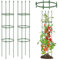COSTWAY Tomaten Rankhilfe 2er Set, verstellbare Höhe | 3 Ringe, Tomatenkäfig Pflanzenkäfig Garten, Pflanzenstütze für Kletterpflanzen Gurken Blumen, Metall & Kunststoff, Grün (143cm hoch)