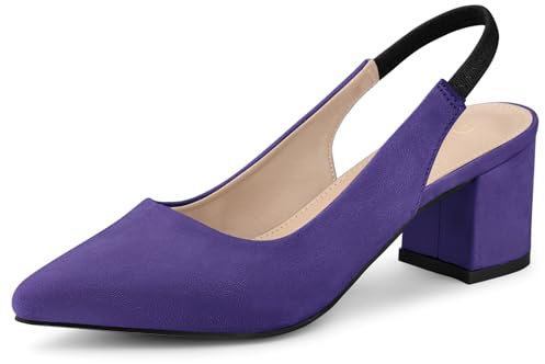 Allegra K Pumps mit spitzer Zehenpartie und Blockabsatz für Damen Slingback-Heels Lila 39