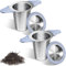 Tea Strainers for Loose Tea,Large Tea Infuser Basket with Heat Proof Double Silicone Handles,Fine Mesh Stainless Steel Tea Strainers & Filters Fits Tea pots & Mugs, Filter Fine Tea Leaves Effec 2 pack
