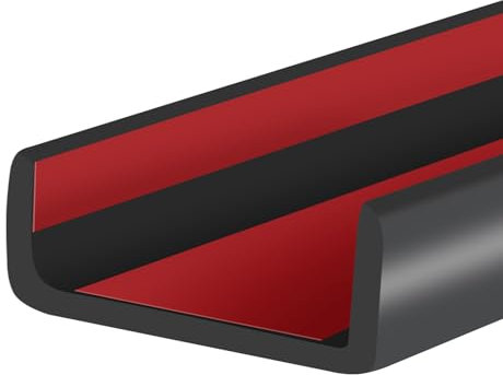 Bordure en Caoutchouc, Protection autocollante en U pour étagères, Coupe-Froid de Porte, matériau EPDM, Taille 35 mm, Convient aux Bords de 33 à 36 mm d'épaisseur, Noir, Longueur 6 m