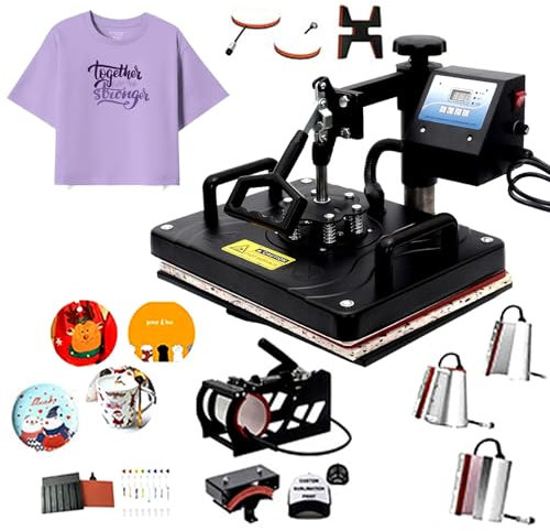 QLXYYFC Heat Press Machine for T Shirts 12x15 Shirt Press Machine with 30 OZ Tumbler Attachment 15 in 1 Heat Transfer Machine for Most T Shirts, Canvas Bags, Hat(10 in 1)