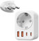 Denlane Adapter Italien Steckdose, 5 in 1 Reiseadapter Italien mit 1 AC & 2 USB-C & 2 USB-A(3.4A), 3-Polig Italien Stecker Adapter für Chile, Uruguay, Äthiopien, Eritrea, Syrien, Reisestecker Typ L
