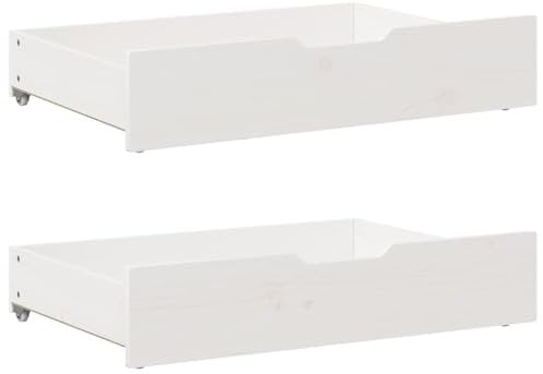 vidaXL Cassettoni da Letto 2 pz Bianchi 85x55x17 cm in Legno di Pino, cassetto sotto il letto, contenitore sotto il letto, contenitore sotto il letto con ruote