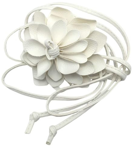 Kabelife Damen Gürtel Blumen Wickelgürtel Böhmen Hüftgürtel Taillengürtel Für Party Hochzeit Kleid Zubehör (Weiß)