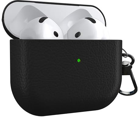 MyGadget Cover Rigida Compatibile con Apple AirPods 4 [ 2024 ] - Custodia Finta Pelle per Cuffie Auricolari - Case con Skin Antiurto - Nero