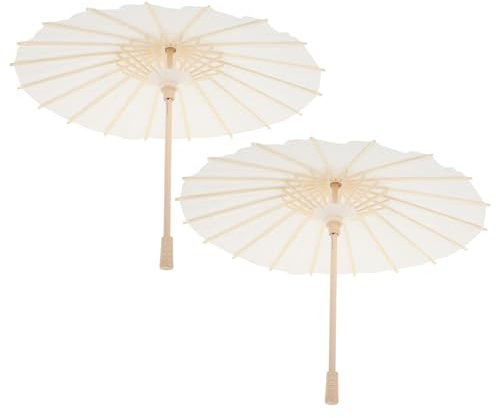 TOPBATHY 2 Stück Weißer Papierschirm, 30cm Papierschirm Handgemachter Sonnenschirm aus Ölpapier Handgemachte Papier- Und Holzschirme für Kinder, Malerei, Hochzeit, Party, Foto, Cosplay, Kunst