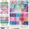 EuTengHao Glass Crystal Beads Jewelry Supplies Kit - 48 Colors 10mm Round Glass & Crystal Beads with Elastic Cord, Spacers, DIY Bracelet Necklace Making