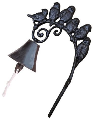 Cabilock Vintage Gusseisen Wandglocke Mit Vogelmotiv Langlebige Retro Deko Für Türen Und Garten Handbetriebene Antike Haustürglocke Mit Klarem Klang Wetterfest Für Landhausstil Und Wohnraum
