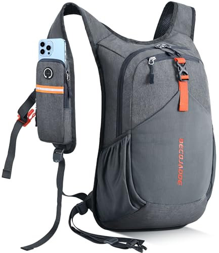 BECOJADDE 18L Wanderrucksack Herren Kleiner Rucksack Damen Leichter Daypack Tagesrucksack Faltbarer Trekkingrucksack für Camping Outdoor Wandern Travel Grau