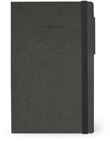 LEGAMI - Notizbuch mit Punkten My Notebook, Deep Graphite, Medium, FSC zertifiziertes Papier, 192 Seiten, weicher Einband, elastischer Verschluss, doppeltes Lesezeichen, 13 x 21 cm