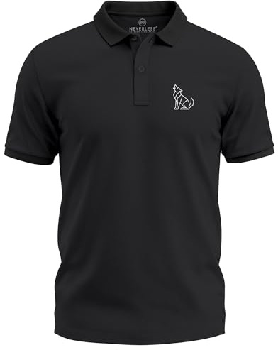 Neverless® Poloshirt Herren Bär Tierlogo im Polygon-Stil – Kurzarm Polo Sommer Outdoor Fashion Modern Fit