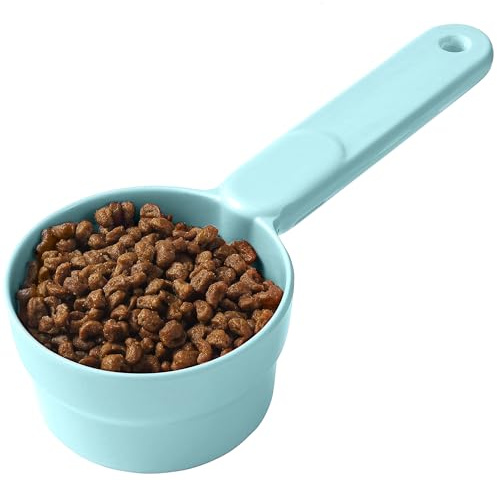 Joyinjojo Dog Food Scoop 1 Cup 1/2 Cup - Melamine Dog Food Measuring Cup, Pet Food Scoop for Dog Cat...Comfortable Long Handle for Easy to Scoop Food, Blue 1 Cup