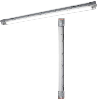 OSRAM Submarine Feuchtraumleuchte mit eingebautem Bewegungsmelder 120cm 16W, LED-Leuchte in Grau, IP65-Schutz, für Lagerhallen und Garagen