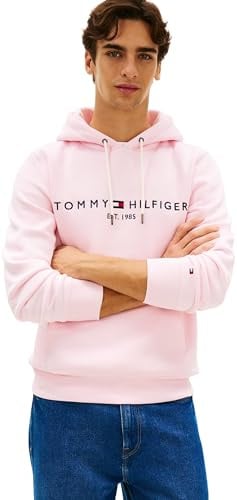 Tommy Hilfiger Herren Hoodie Logo mit Kapuze, Rosa (Pink Lily), S