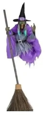 Fuhjythy Halloween Broom Witch Decoration 6-Foot-Tall Flying Witch Decoration Halloween Decoration