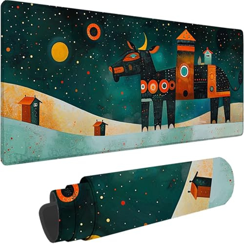 Tapis de Souris Gaming Vert, Grand Tapis de Souris XXL 1600x800x3 mm, Ciel étoilé Mouse Pad pour Clavier et Bureau, avec Bords Surpiqués et Dos Antidérapant Mousepad for Gamer Gaming Accessoire 9-J