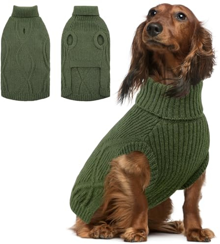 Queenmore Hundepulli für Mittlere Hunde Turtleneck Weicher, Mit Öffnung | Hundepullover Dackel, Bichon Frisé, Mops, Jack Russell Terrier, Greyhound, Boston Terrier, Drinnen Und Draußen