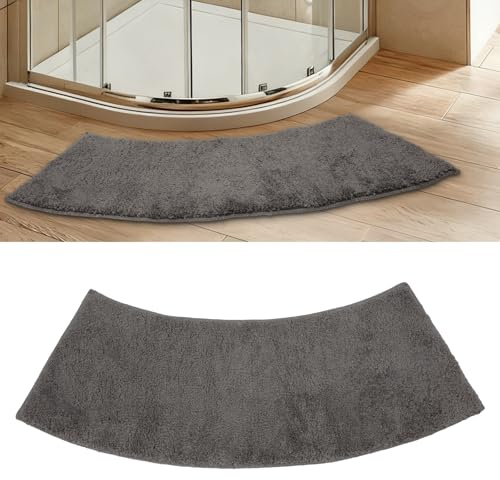 CeyKvo Badematte 40x100cm – Mikrofaser, rutschfest, waschbar – Grau | Viertelkreis-Design 40x100cm – perfekt für Badezimmerecken, platzsparend & modern