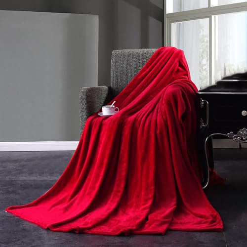 Generisch Sofa Überwurfdecke, Weich & Waschbar Wohndecke Kuscheldecke Geeignet Warm/Leicht Geeignet für Alle Jahreszeiten Sofabezug 1/2/3/4 Sitzer für Couch und Tagesdecke,Rot,70x140cm