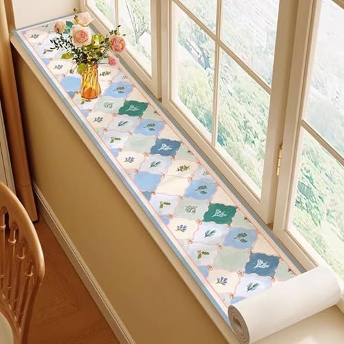 Fensterbankmatte, Weiche Katze Fensterbank Auflage für Hunde und Pflanzen, Staubdicht, Wasserdicht, rutschfest, Individuell Zuschneidbar(Blue,20x200cm)