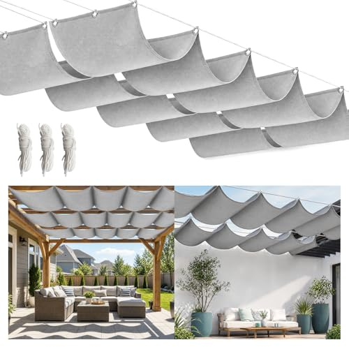 Toldo retráctil de Onda 1x3m, Velas de Sombra retráctil, Toldos Exterior Terraza Impermeable Ondulada Toldos Vela de Sombra, Ojales y Cuerdas, Protección Solar para terraza, jardín, balcón y pérgola