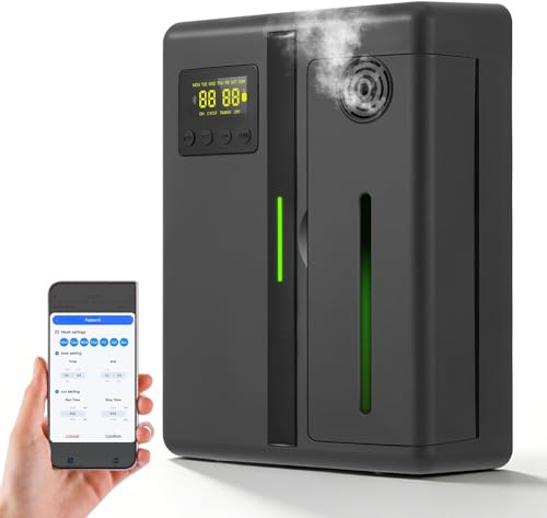 Waterless Essential Oil Diffuser,Scent Air Machine with App Smart Control,Bluetooth Smart Diffuser with Two-Fluid Atomization up to 1000 Sq Ft,200ml Aromatherapy Diffuser for Home Office Spa