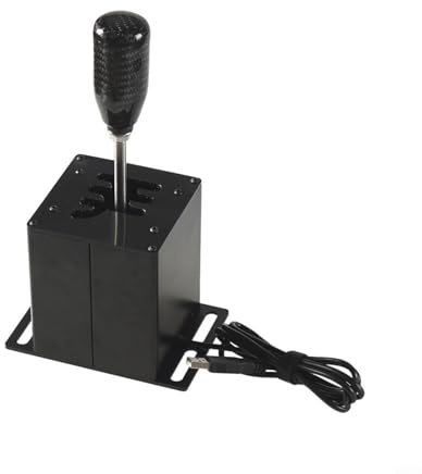 Hplive PC USB palanca de cambios emulador de metal para Logitech G29/G27/G25/G920 y para volantes THRUSTMASTER T300RS/GT, accesorios de carreras, freno de mano para juegos, negro (7 velocidades)