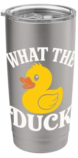 Design humoristique en caoutchouc canard What The Duck Gobelet isotherme en acier inoxydable double paroi