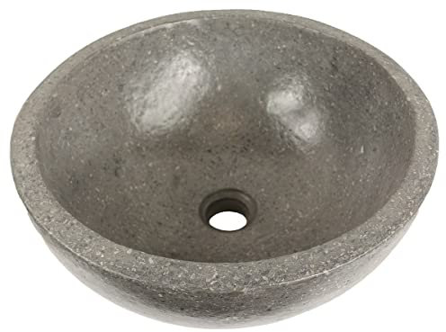 Oriental Galerie Terrazzo Waschbecken Handwaschbecken Steinbecken Gäste Bad ca. 40 cm Stein 18 cm hoch, Farbe:Dunkelgrau T9