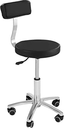 Physa Terni Black Arbeitsstuhl mit Rückenlehne Drehstuhl mit Rollen (Höhenverstellbar 46–60 cm, Stahlgestell, Eco-Leder) Schwarz