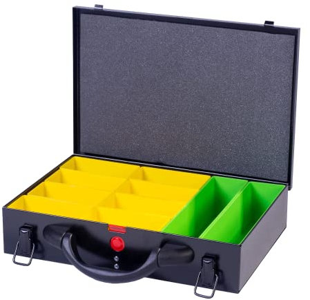 DJM Direct Metal Storage Screw Fixing Organiser Tool Compartment Box Case Black (Small (330 x 220 x 66mm))